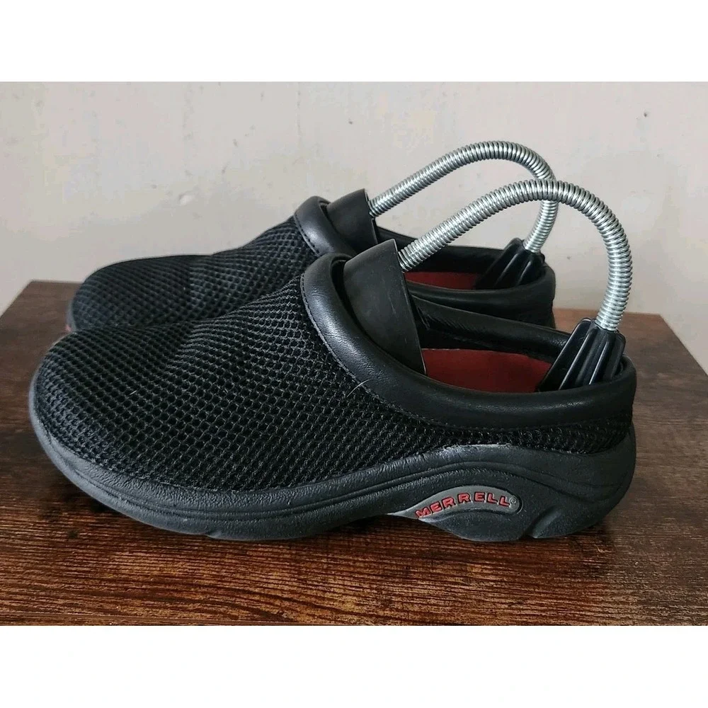 Merrell Womens Slip On Shoes Size 6.5 Black Encore Breeze Mesh Slides Clogs